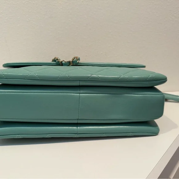 CHANEL Turquoise Lambskin Quilted Small Trendy CC Dual Handle Flap Bag - Picture 7 of 12